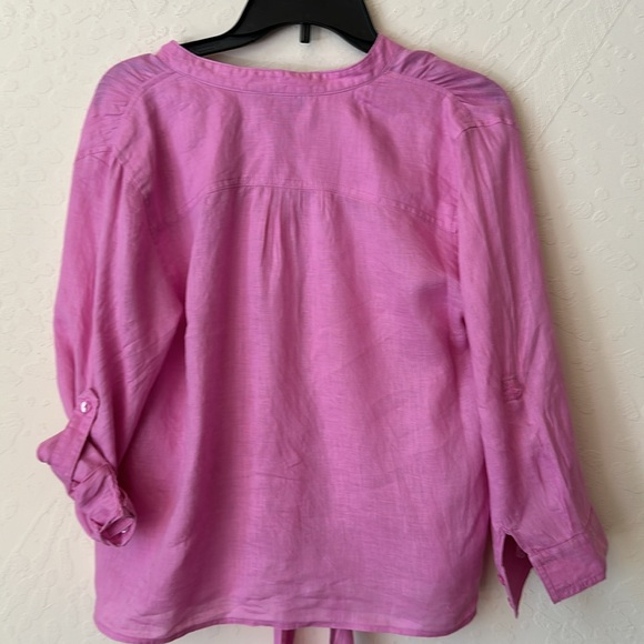 INC Pink Linen Tie Front Blouse EUC No Pets/Non-smoking - Picture 2 of 6